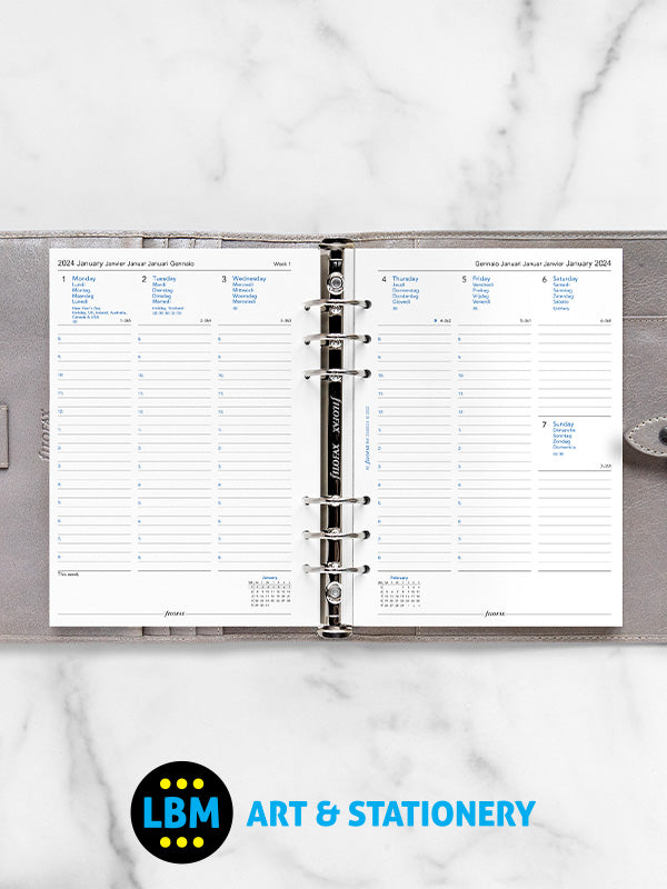 Filofax - 2024 A5 Diary Refill Week On Two Pages Multi-language 24-68514 - LBM Art & Stationery Store