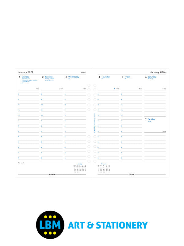 Filofax - 2024 A5 Diary Week On Two Pages Appointment Multi-Fit 24-68521M - LBM Art & Stationery Store