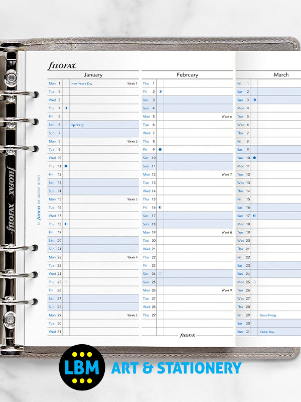 Filofax - 2024 A5 size Year Planner Vertical Layout Diary Refill 24-68501 - LBM Art & Stationery Store