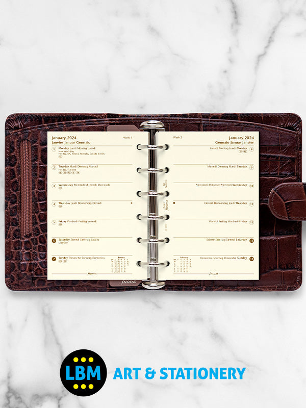Filofax - 2024 Pocket Diary - Week On One Page Cotton Cream Insert 24-68239 - LBM Art & Stationery Store