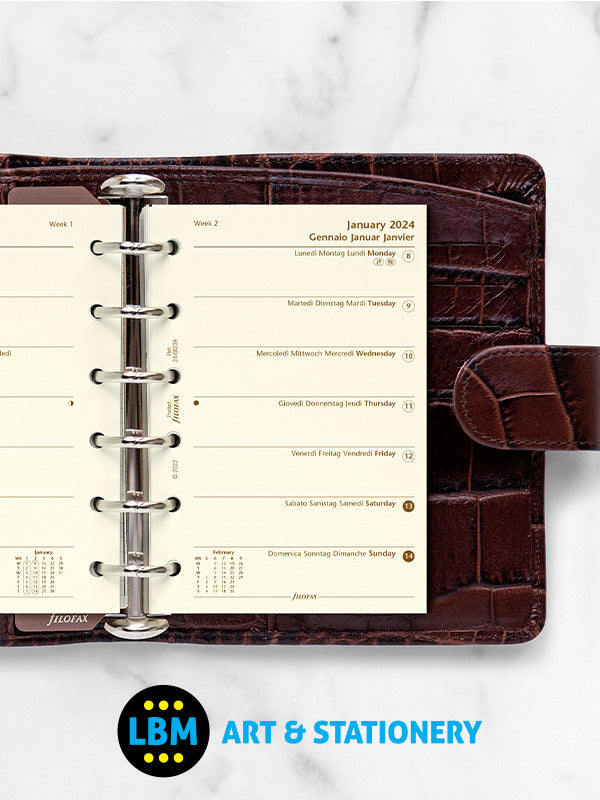 Filofax - 2024 Pocket Diary - Week On One Page Cotton Cream Insert 24-68239 - LBM Art & Stationery Store
