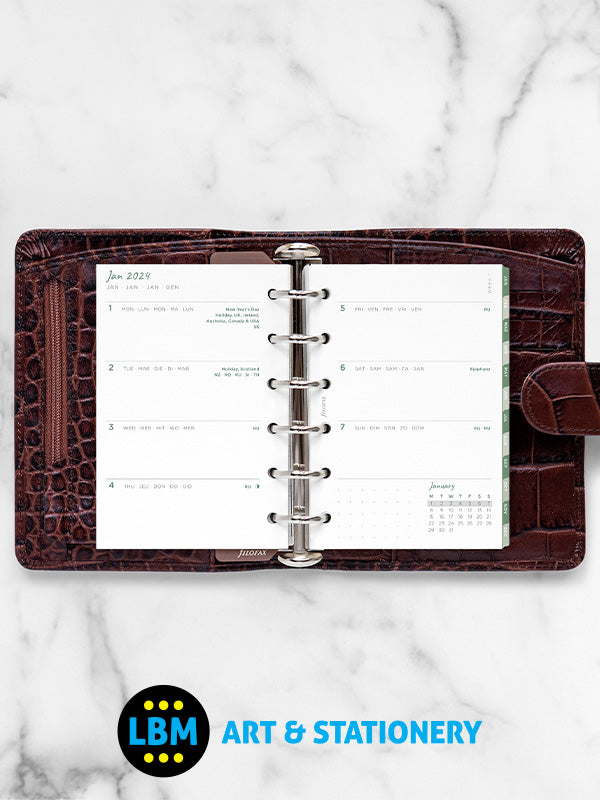 Filofax - 2024 Pocket Diary ECO Week On Two Pages Diary with Tabs 24-68293 - LBM Art & Stationery Store