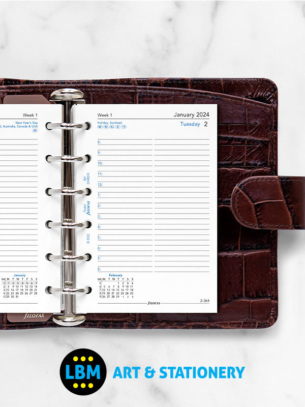 Filofax - 2024 Pocket Diary Refill One Day On A Page Organiser 24-68241 - LBM Art & Stationery Store