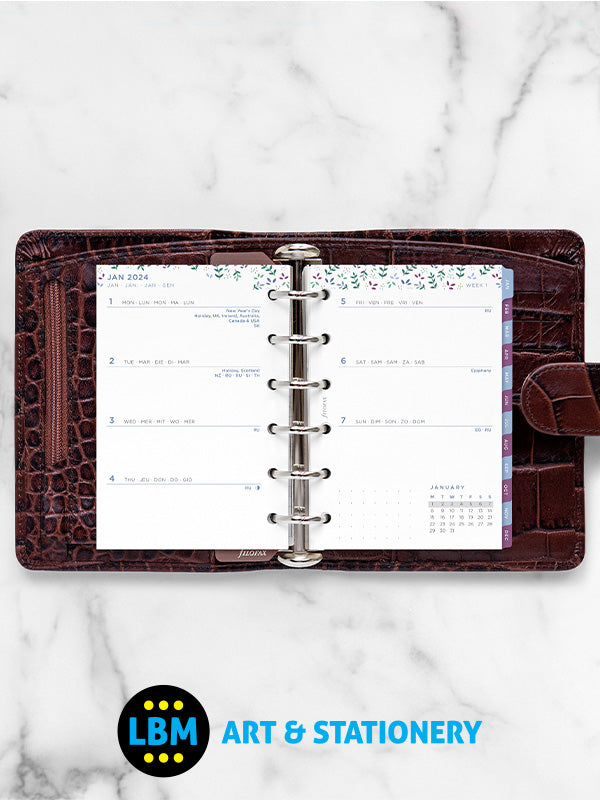 Filofax - 2024 Pocket Diary Refill Week On Two Pages Garden Design 24-68292 - LBM Art & Stationery Store