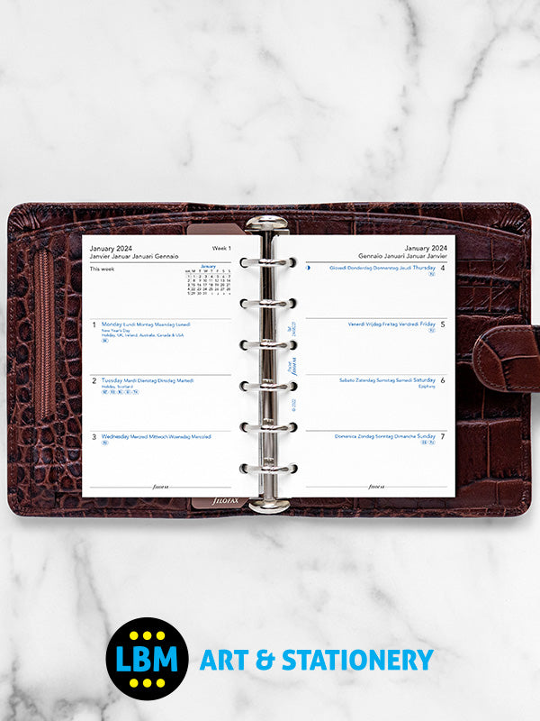 Filofax - 2024 Pocket Diary Refill Week On Two Pages Multi Language 24-68227 - LBM Art & Stationery Store