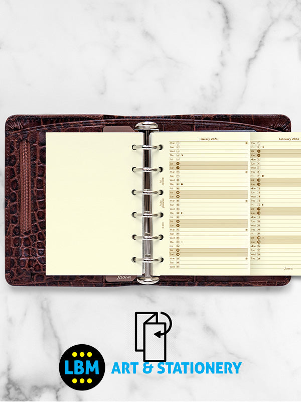 Filofax - 2024 Pocket size Year Planner Vertical Layout Cotton Cream 24-68208 - LBM Art & Stationery Store