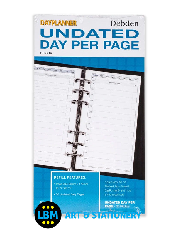 Collins - Personal size Undated Any Year Day Per Page Diary Insert Refill PR2015 - LBM Art & Stationery Store