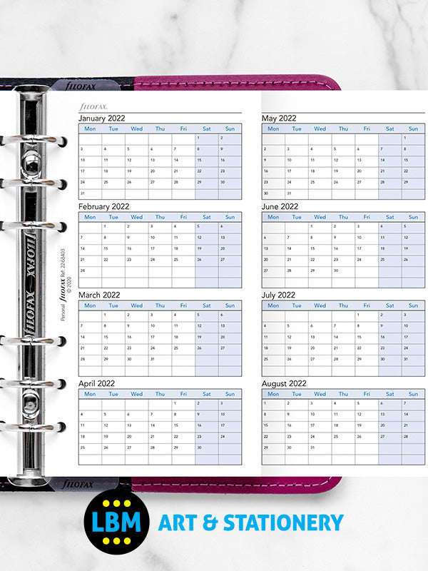 Filofax - 2022 to 2025 Personal size Diary Refill Four Year Planner 22-68403 - LBM Art & Stationery Store