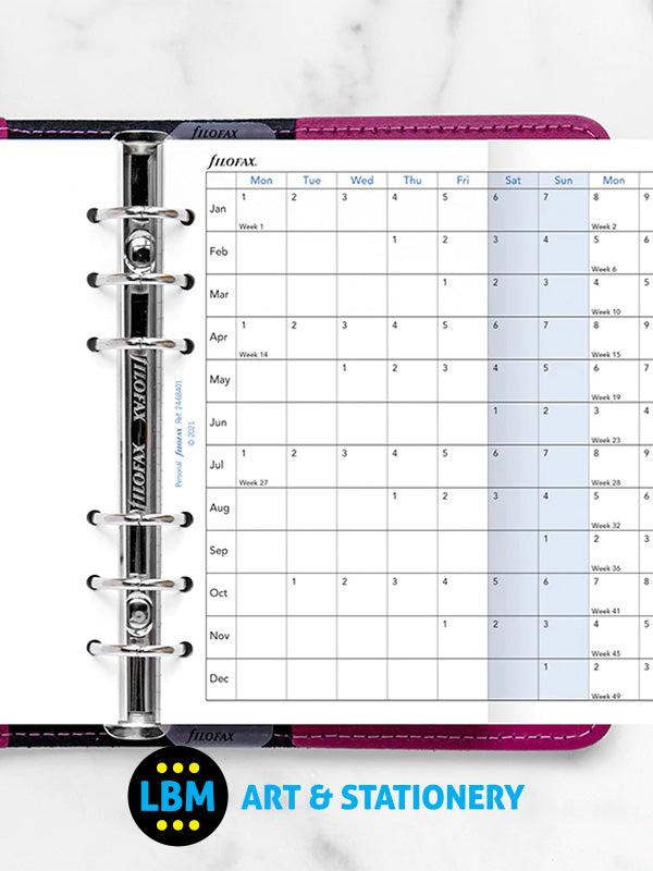 Filofax - 2024 Personal size Year Planner Horizontal Format Diary Refill 24-68401 - LBM Art & Stationery Store
