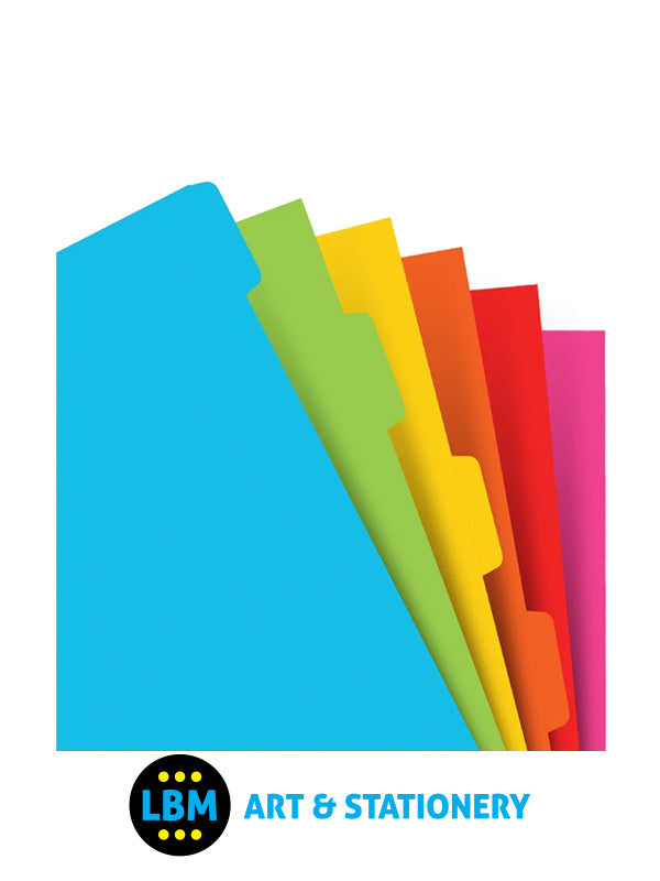 Filofax - A5 size Bright Coloured Index 6-Part Blank Tab Divider Refill 132618 - LBM Art & Stationery Store