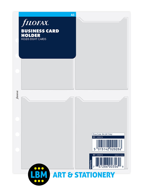 Filofax - A5 size Business Card Holder Organiser Refill 343616 - LBM Art & Stationery Store