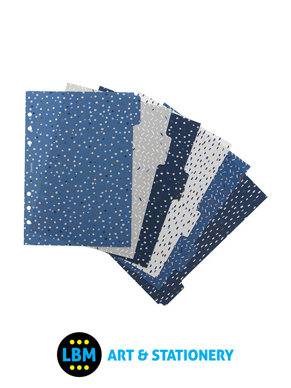 Filofax - A5 size Indigo Design 6-Part Plastic Divider Organiser Refill 132760 - LBM Art & Stationery Store