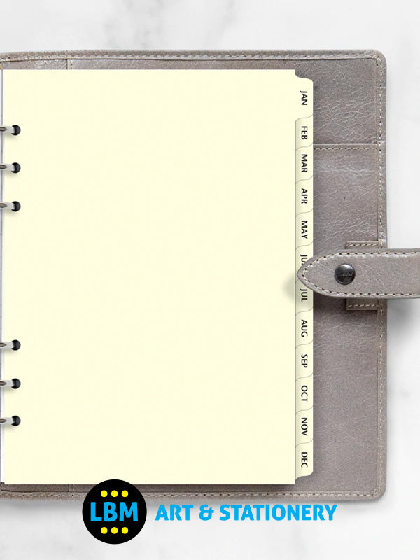 Filofax - A5 size January to December Index Cream Divider Organiser Refill 341693 - LBM Art & Stationery Store