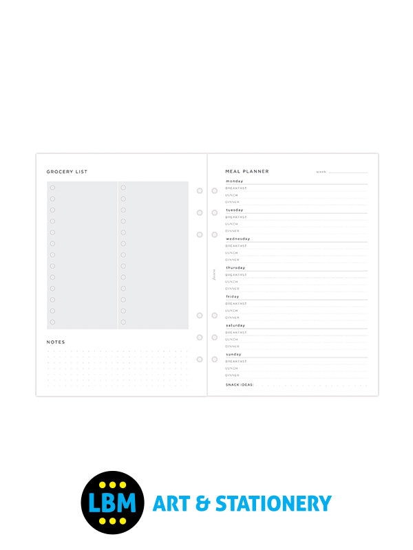 Filofax - A5 size Meal Planner Notepaper Organiser Refill 132683 - LBM Art & Stationery Store