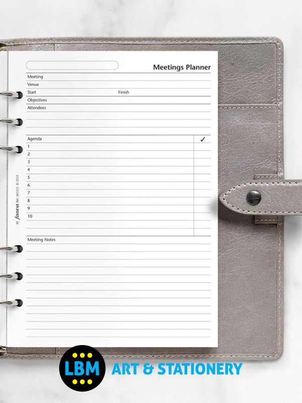 Filofax - A5 size Meetings Planner Notepaper Organiser Refill 341315 - LBM Art & Stationery Store