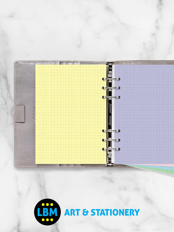 Filofax - A5 size Pastel Squared Paper Assorted Colours Insert Refill 132612 - LBM Art & Stationery Store