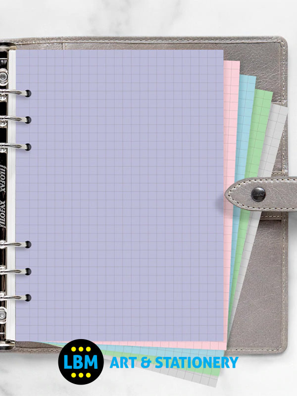 Filofax - A5 size Pastel Squared Paper Assorted Colours Insert Refill 132612 - LBM Art & Stationery Store