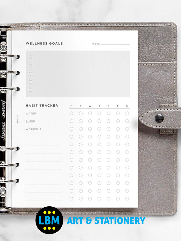 Filofax - A5 size Wellness Tracker Notepaper Organiser Refill 132687 - LBM Art & Stationery Store