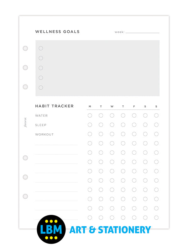 Filofax - A5 size Wellness Tracker Notepaper Organiser Refill 132687 - LBM Art & Stationery Store