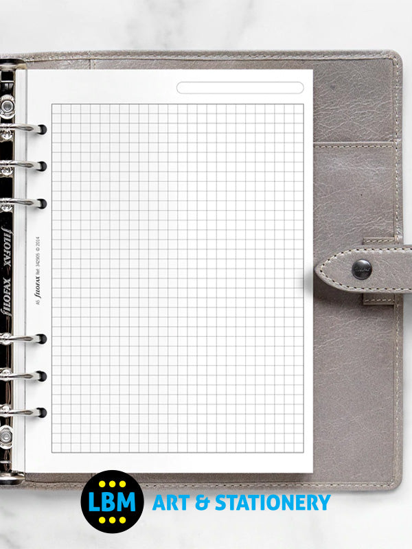 Filofax - A5 size White Quadrille Squared Notepaper Refill Insert 342905 - LBM Art & Stationery Store