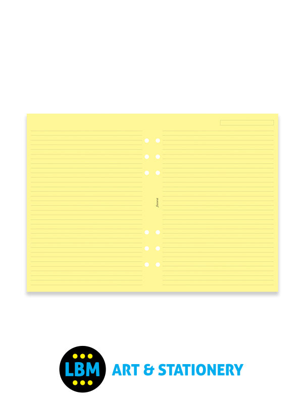 Filofax - A5 size Yellow Ruled Lined Notepaper Organiser Refill 343010 - LBM Art & Stationery Store