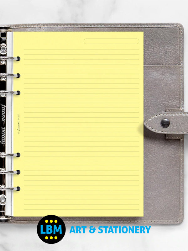 Filofax - A5 size Yellow Ruled Lined Notepaper Organiser Refill 343010 - LBM Art & Stationery Store