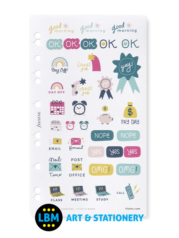Filofax - Everyday Study & Work Assorted Stickers Personal A5 Multifit 132836 - LBM Art & Stationery Store