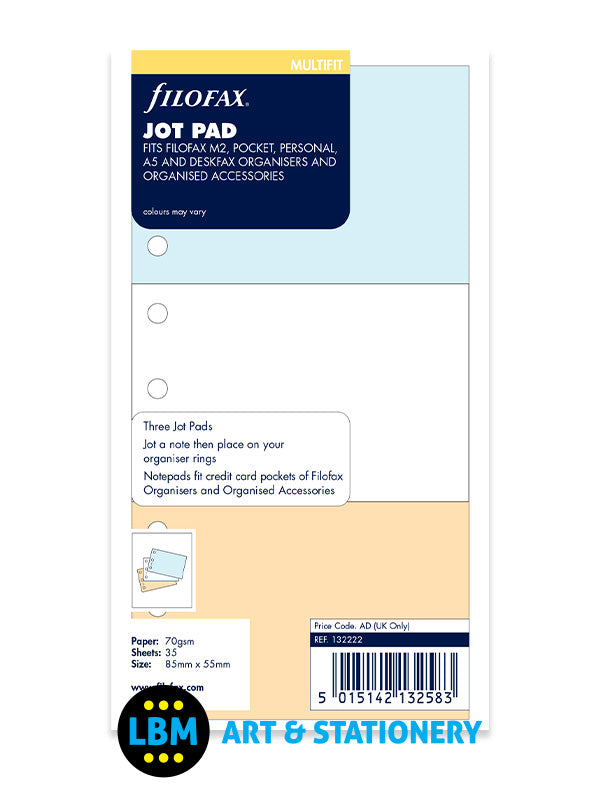 Filofax - Jot Pad to fit Pocket Personal A5 Deskfax size Insert Refill 132222 - LBM Art & Stationery Store
