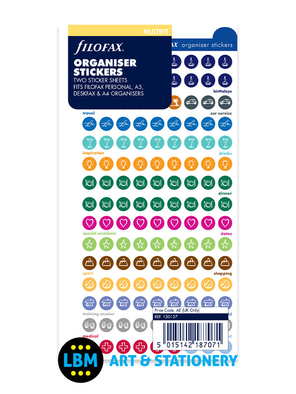 Filofax - Large Diary Personal Organiser Stickers Refill Personal A5 130137 - LBM Art & Stationery Store