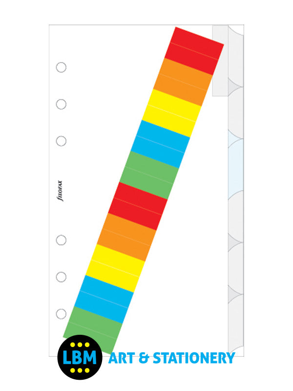 Filofax - Personal size 6-Part Insertable Blank Index with Labels Refill 131624 - LBM Art & Stationery Store