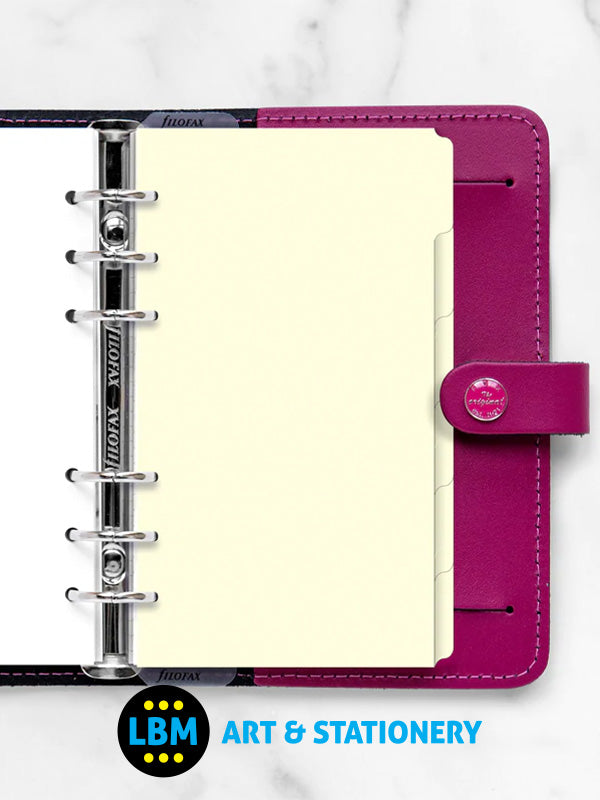 Filofax - Personal size Blank Plain Tab Index Cream Divider Insert Refill 131680 - LBM Art & Stationery Store