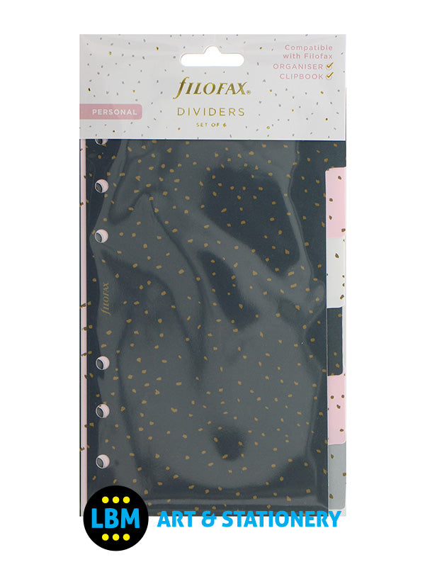 Filofax - Personal size Confetti design 6-Part Plastic Divider Refill 132703 - LBM Art & Stationery Store