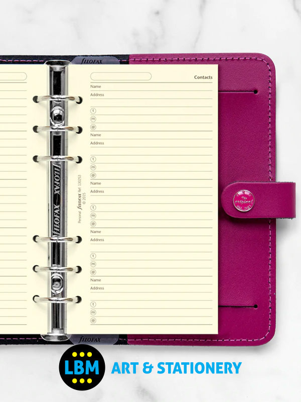 Filofax - Personal size Cotton Cream Contacts Name Address Notepaper 130253 - LBM Art & Stationery Store