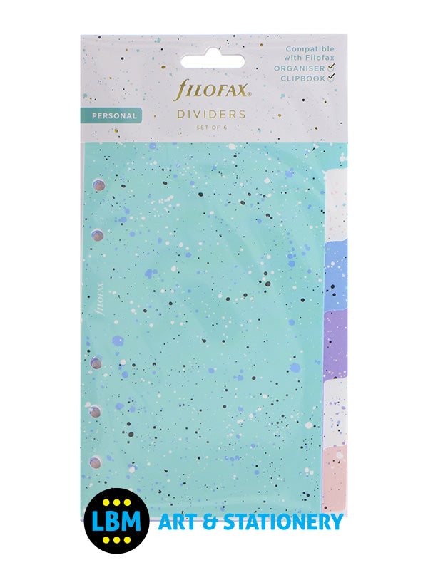 Filofax - Personal size Expressions design 6-Part Plastic Divider Refill 132723 - LBM Art & Stationery Store