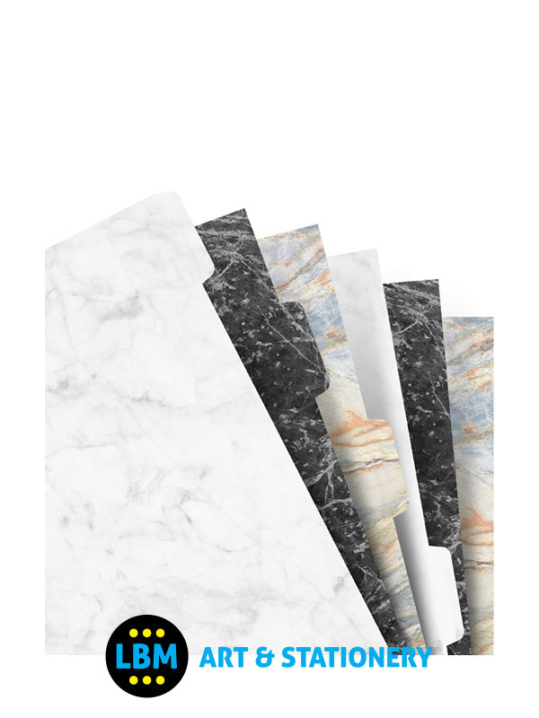 Filofax - Personal size Marble Coloured Index 6-Part Blank Tab Refill 132676 - LBM Art & Stationery Store