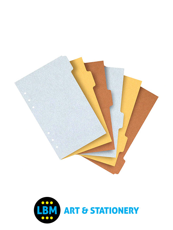 Filofax - Personal size Metallic Coloured 6 Blank Tabs Indices Insert 132679 - LBM Art & Stationery Store