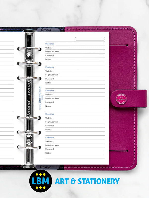 Filofax - Personal size Password Paper Organiser Refill 132682 - LBM Art & Stationery Store