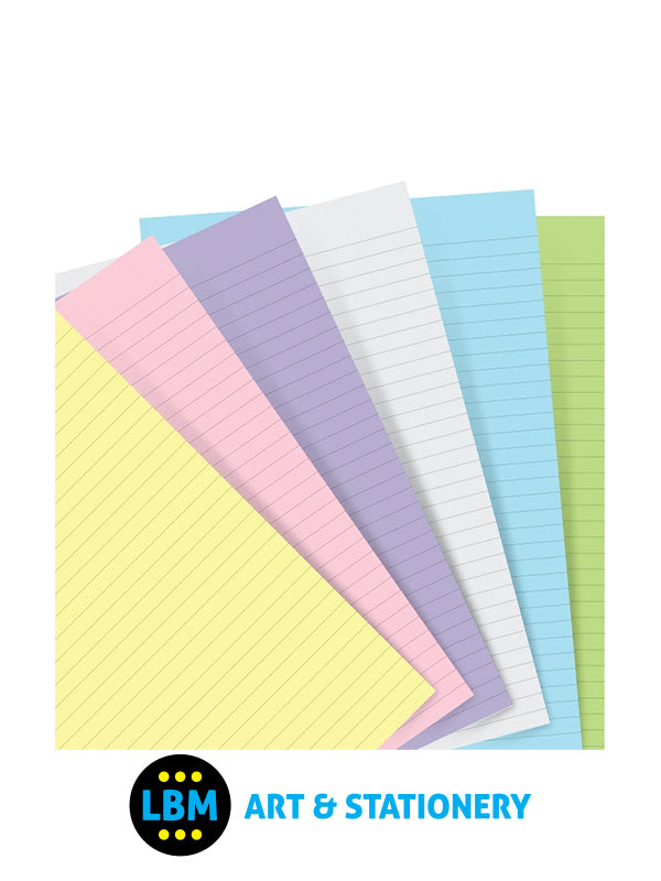 Filofax - Personal size Pastel Ruled Paper Assorted Colours Refill 132670 - LBM Art & Stationery Store
