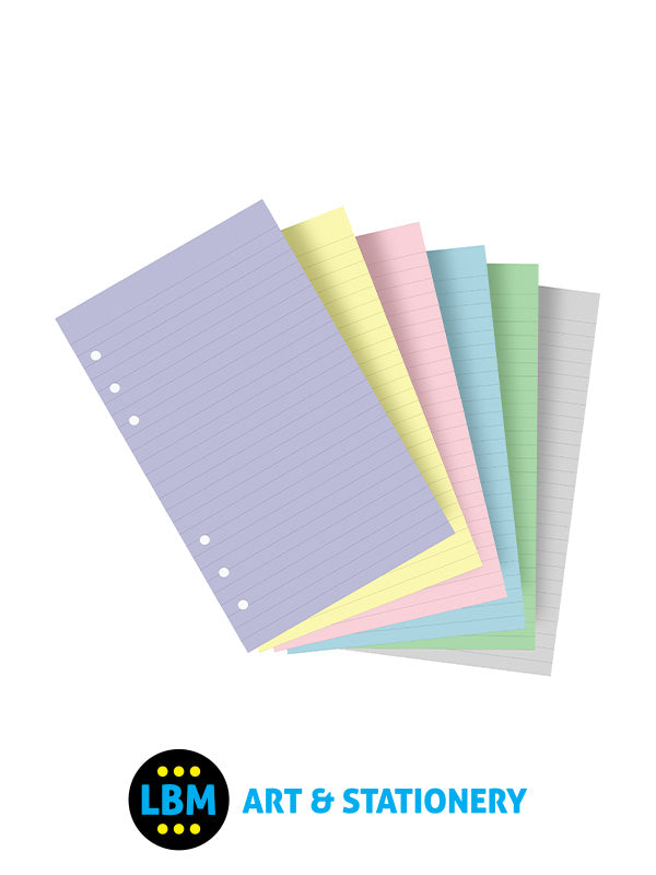 Filofax - Personal size Pastel Ruled Paper Assorted Colours Refill 132670 - LBM Art & Stationery Store