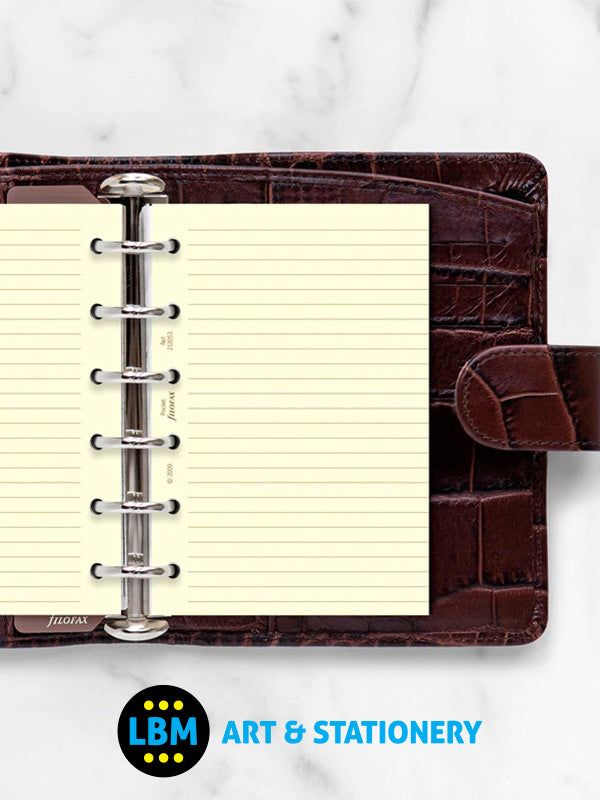 Filofax - Pocket size Cotton Cream Ruled Lined Notepaper Refill 213053 - LBM Art & Stationery Store