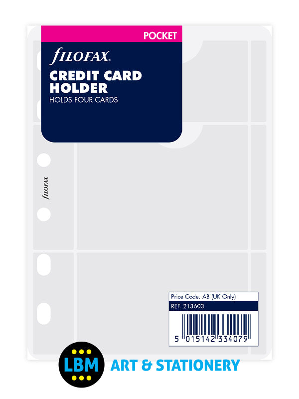 Filofax - Pocket size Credit Debit Card Holder Organiser Refill 213603 - LBM Art & Stationery Store