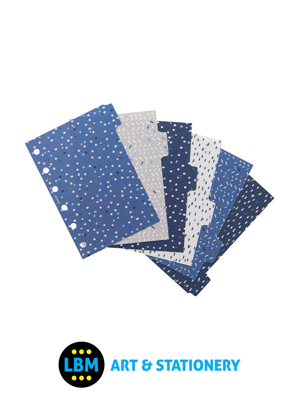 Filofax - Pocket size Indigo design 6-Part Plastic Divider Refill 132764 - LBM Art & Stationery Store