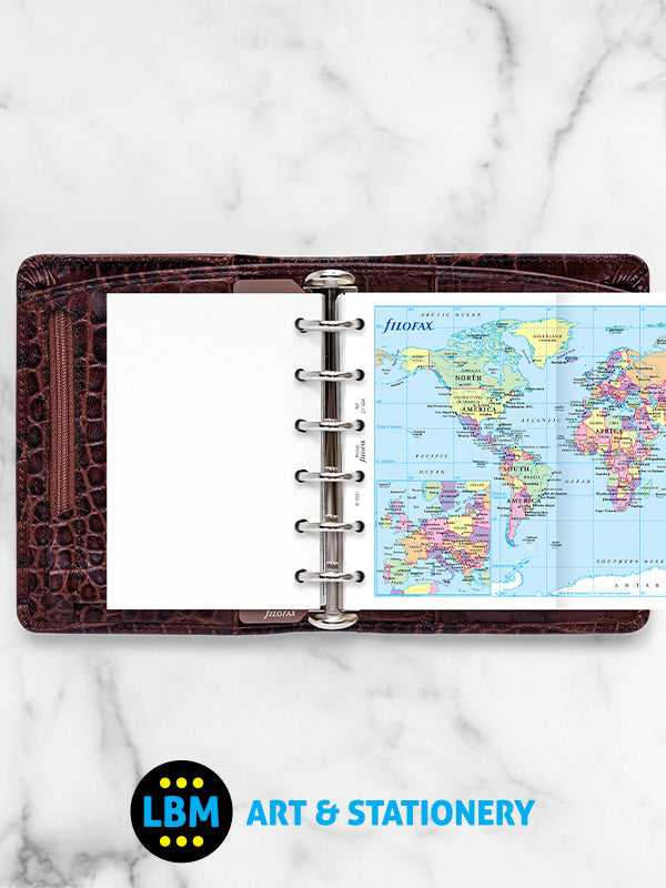 Filofax - Pocket size World Map Political and Time Zones Insert Refill 211904 - LBM Art & Stationery Store