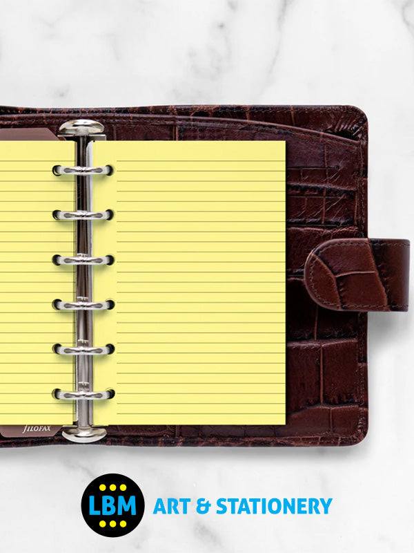 Filofax - Pocket size Yellow Ruled Lined Notepaper Organiser Refill 213010 - LBM Art & Stationery Store