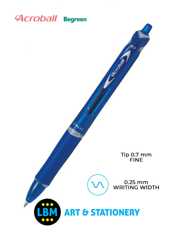 Pilot - Acroball Begreen Retractable Ballpoint Pen - Choose Colour - BAB-15F-BG / M-BG - LBM Art & Stationery Store