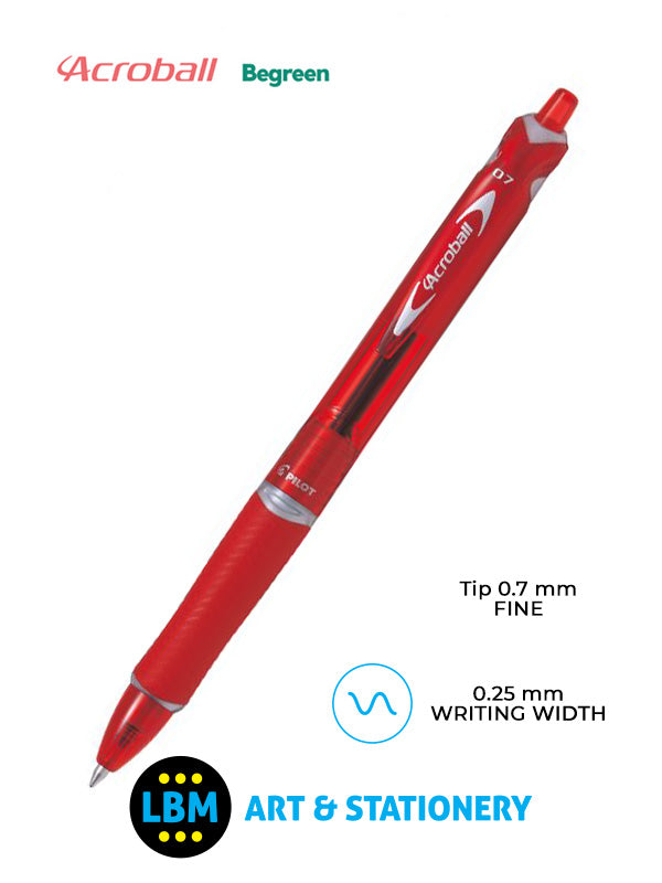 Pilot - Acroball Begreen Retractable Ballpoint Pen - Choose Colour - BAB-15F-BG / M-BG - LBM Art & Stationery Store