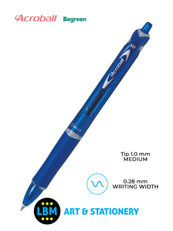 Pilot - Acroball Begreen Retractable Ballpoint Pen - Choose Colour - BAB-15F-BG / M-BG - LBM Art & Stationery Store