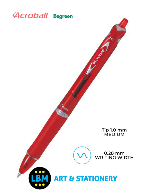 Pilot - Acroball Begreen Retractable Ballpoint Pen - Choose Colour - BAB-15F-BG / M-BG - LBM Art & Stationery Store