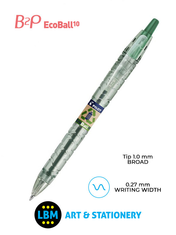 Pilot - B2P Ecoball 10 Ballpoint Pen - Choose Colour - BL-B2PEB-BG - LBM Art & Stationery Store