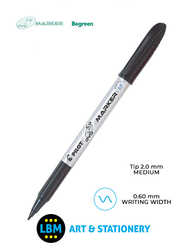 Pilot - CD DVD Marker Pen 2.0mm Tip - Black - SCA-EFCD-BG - LBM Art & Stationery Store